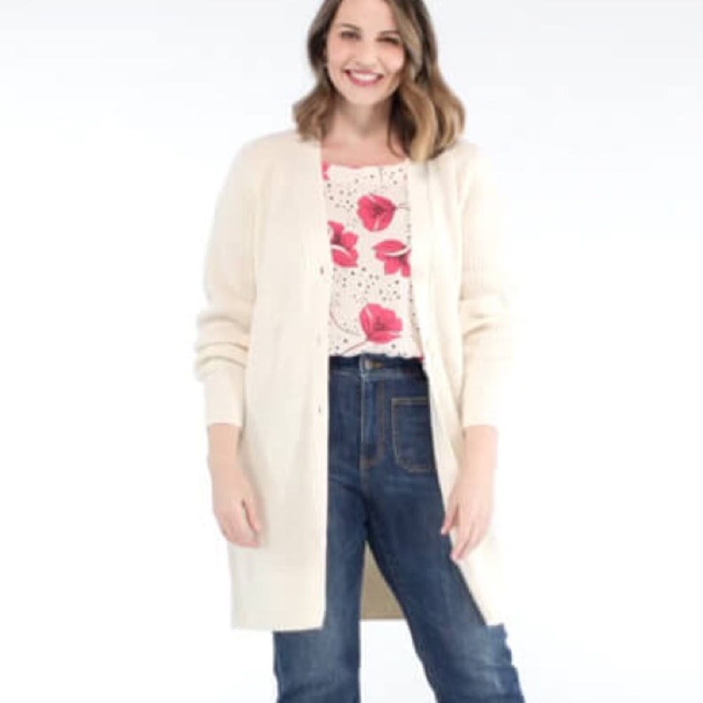 Cabi Book Club Cardigan #4099 ivory color cotton blend